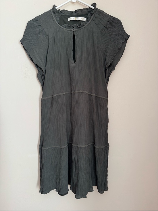 Marie Oliver Dresses & Skirts - Marie Oliver Silk Blend Tiered Mini Dress Green Flutter Sleeve Size 1 Small
